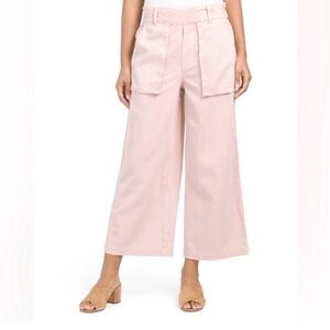 YFB Young Fabulous & Broke Pink Linen Blend Cropped Wide Leg Pocket Pants XS